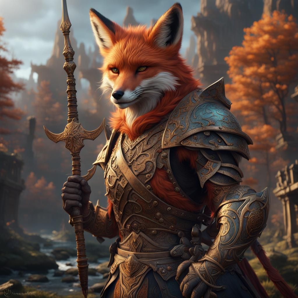 Fox Warrior in Detailed Matte Painting