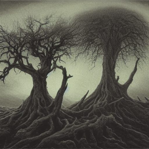 Creepy Monsters Emerge from Shadows in Dark Fantasy Art