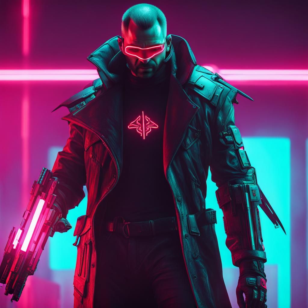 Cyberpunk Templar Knight with Laser Swords