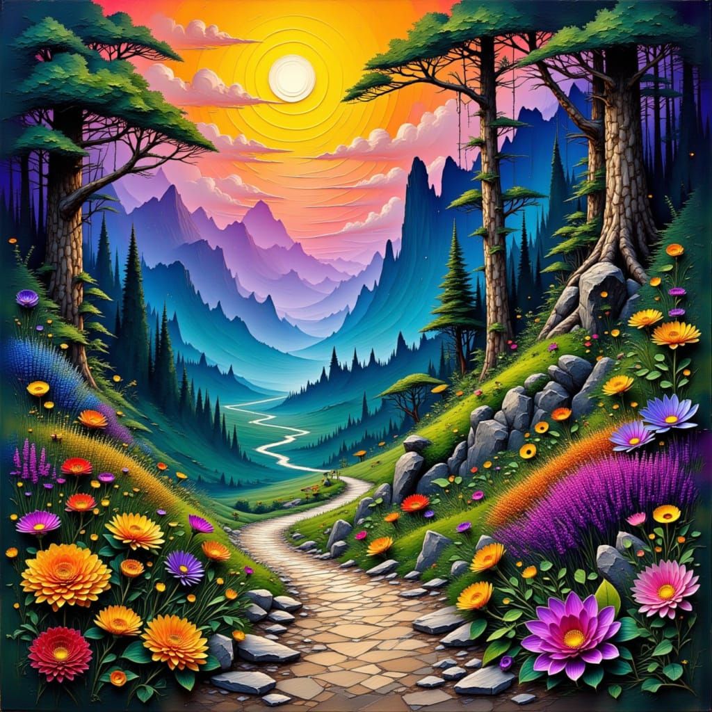 Surreal Mosaic Scene in Glitchcore Aesthetic