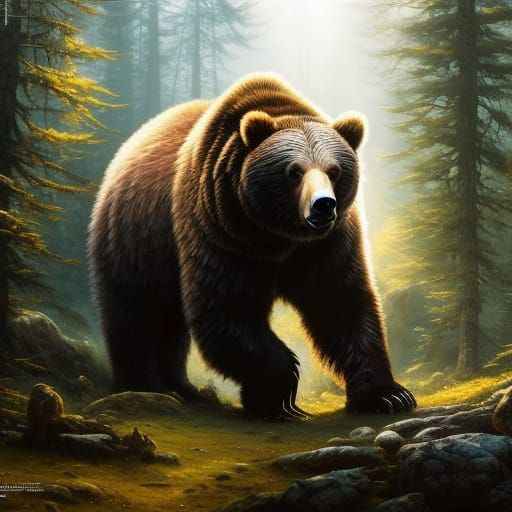 Armored Grizzly Bear Fantasy Illustration