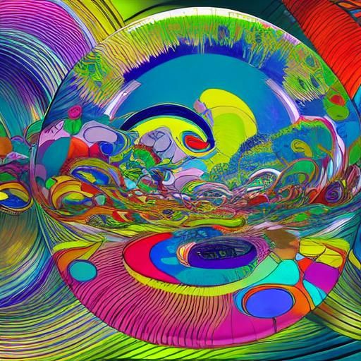 Surreal Swirling Time Flow: A Vibrant Graphic Score