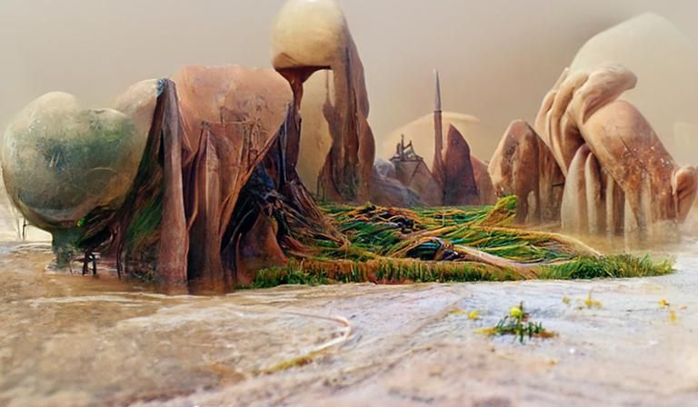 Surreal Alien Vista Render in Detailed Digital Painting