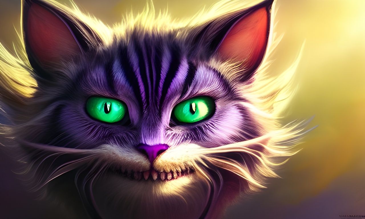 Colorful Cheshire Cat Oil Painting