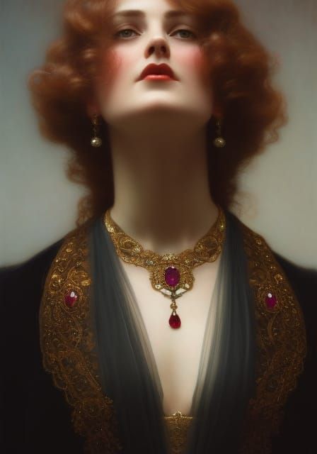 Edwardian Woman Portrait with Dramatic Lighting