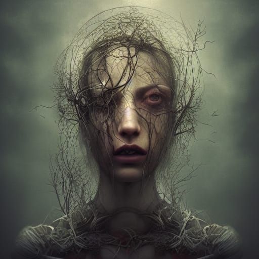 Dystopian Portrait: Garden Mind in Sci-Fi Art