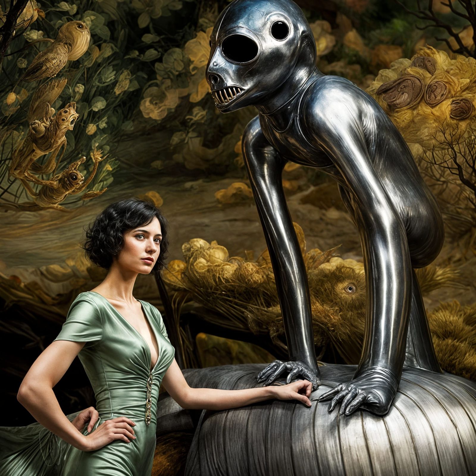 Exotic Aliens Celebrate in Surreal Restaurant Setting
