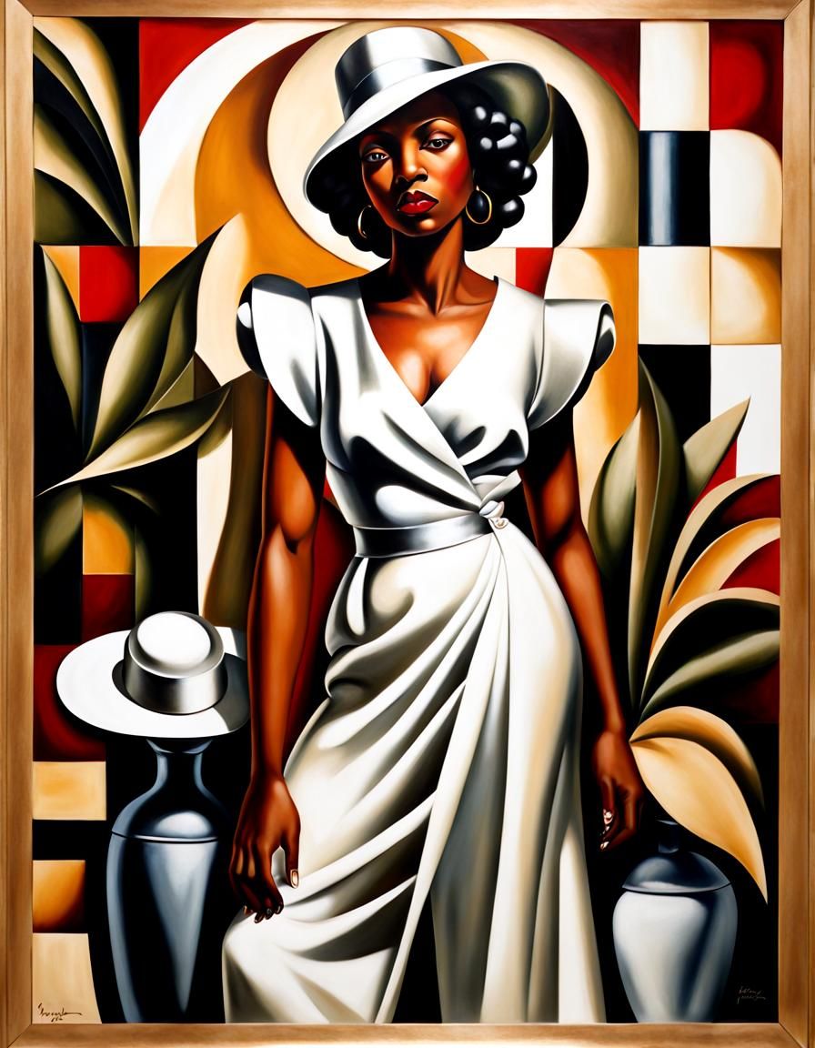 Black Woman Portrait in Art Deco Style