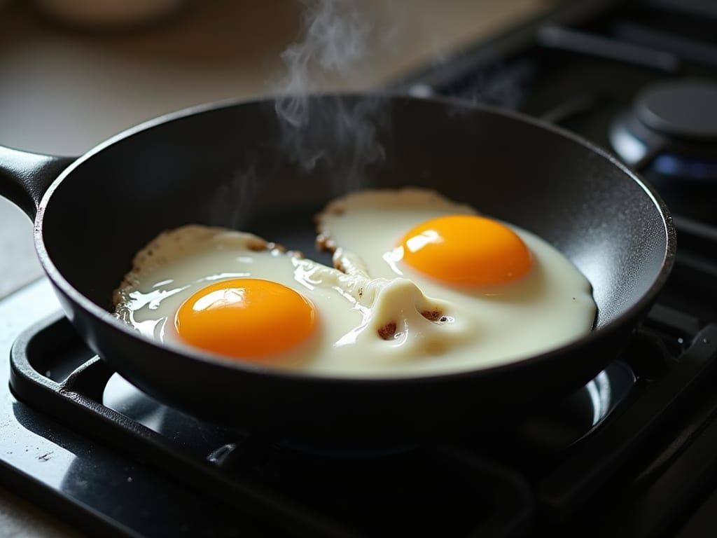 Hyper-Realistic Eggs Form Woman's Face in Pan