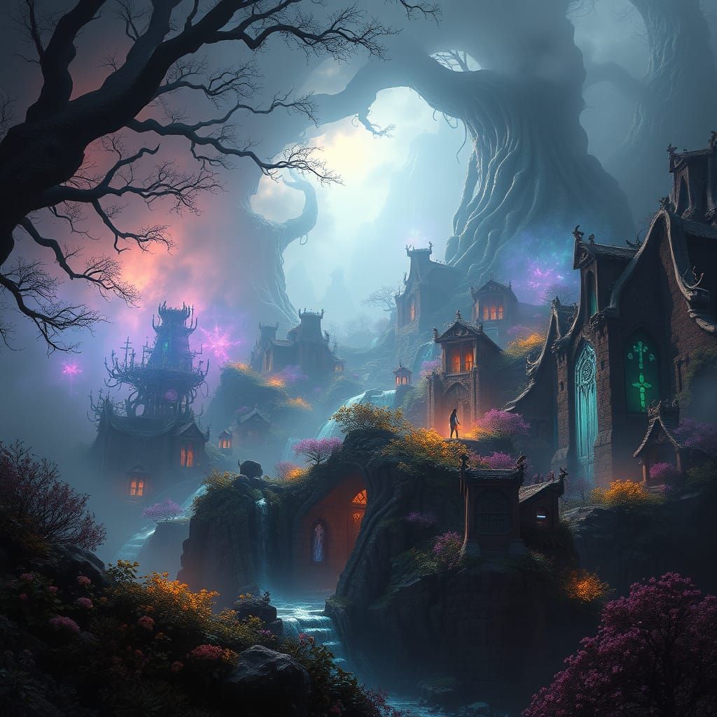 Ethereal Realms of Ancient Magic in Vibrant Iridescent Color...