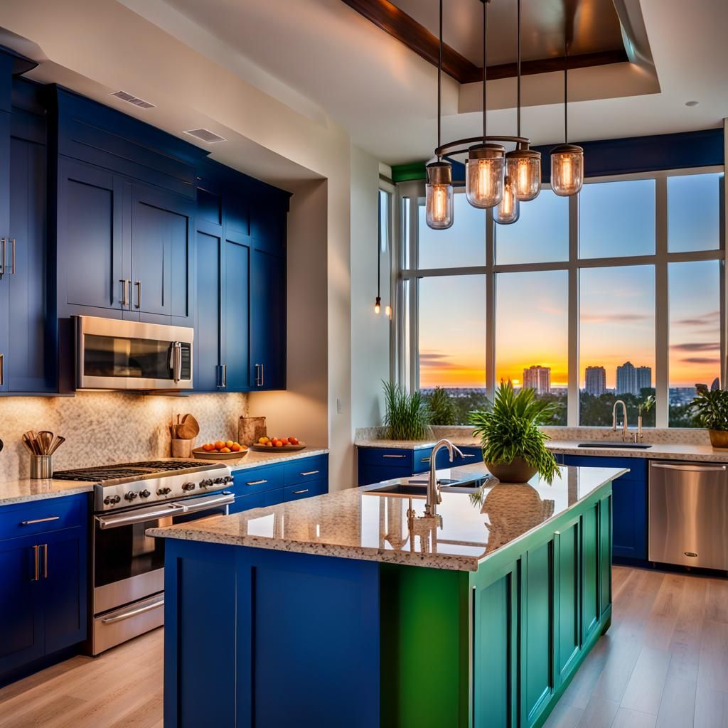 Luxury Condo Kitchen at Sunset: Pizza Still Life