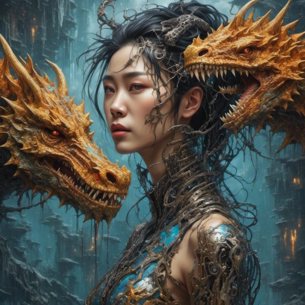 Asian Android Dragon Hybrid Illustration