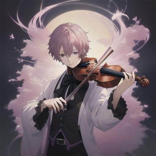 Anime-Style Male Violinist: Japanese Manga Art