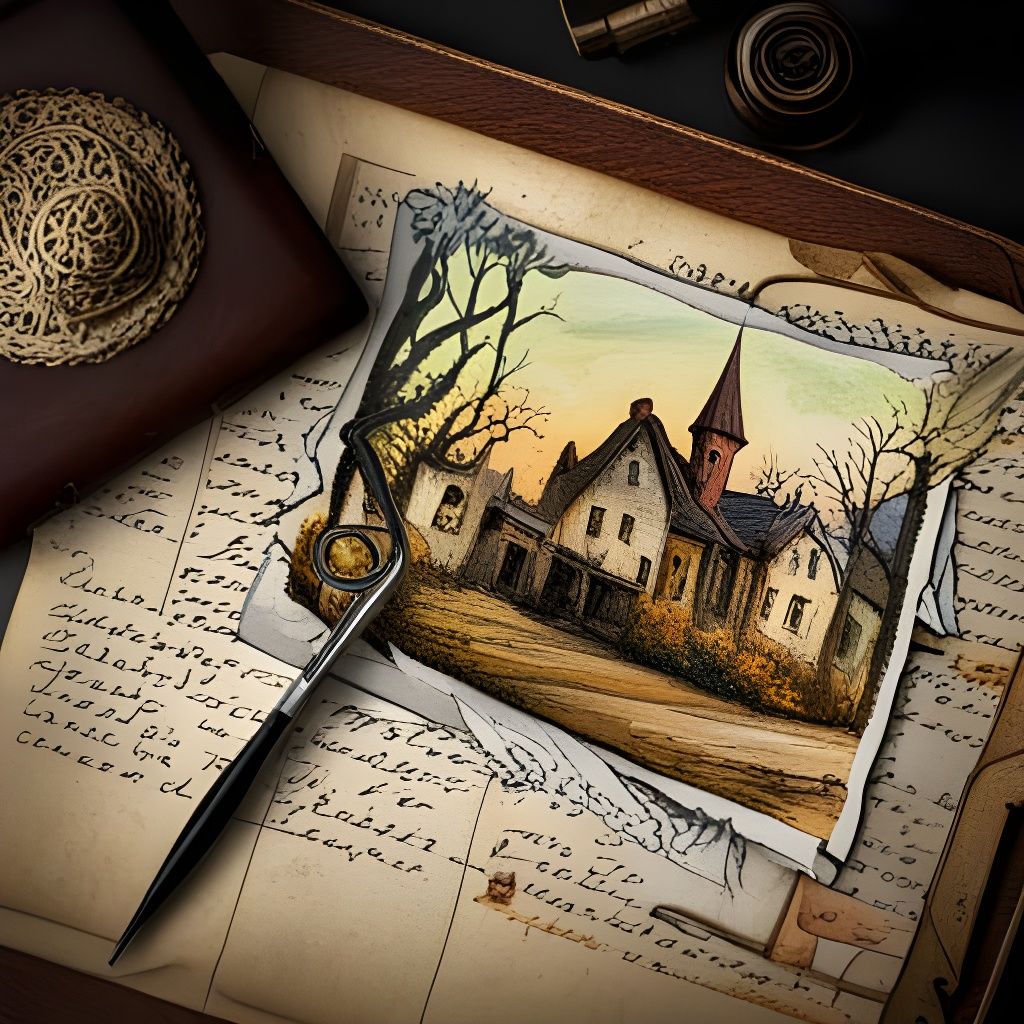 Celtic Victorian Stamp with Oak Trees and Tarot