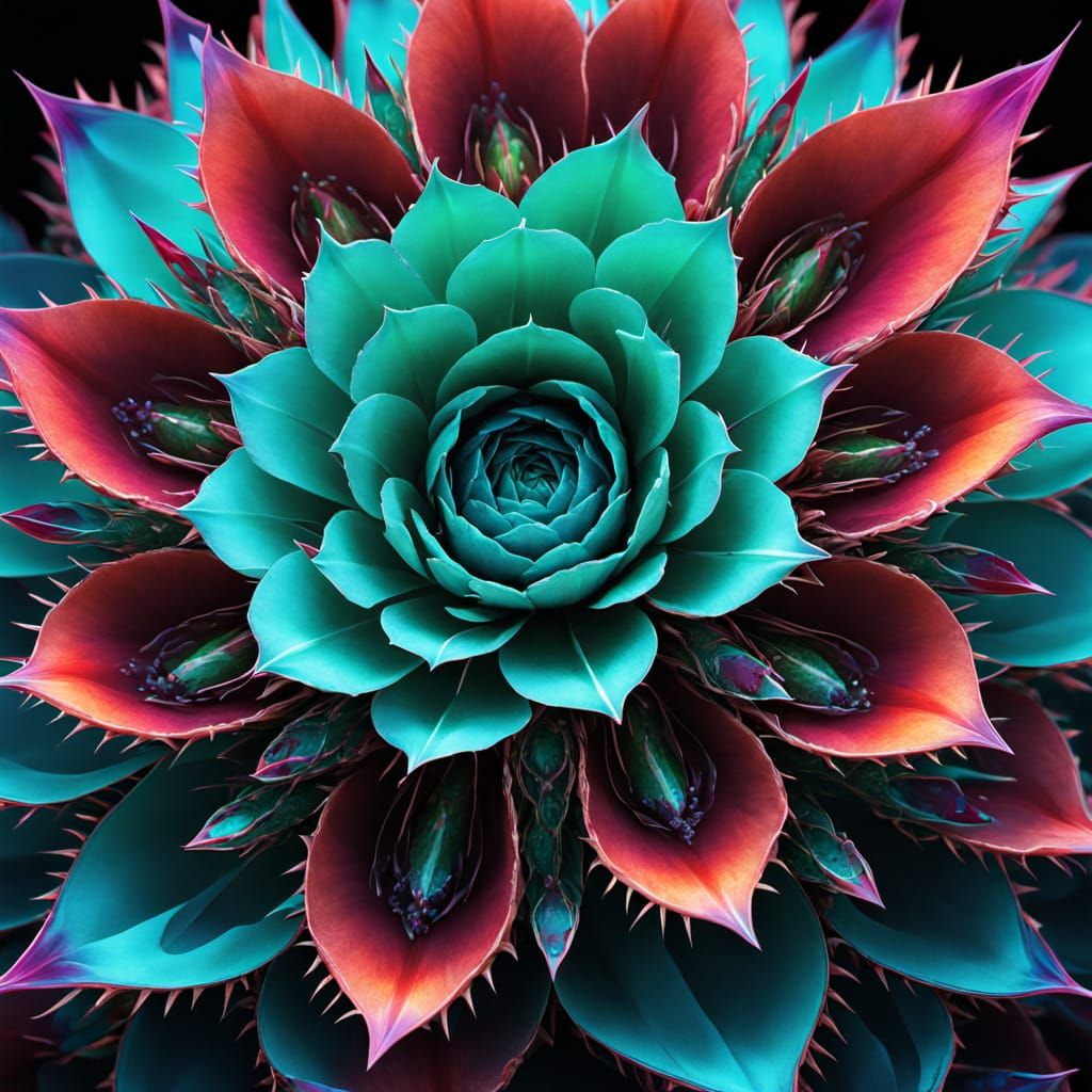 Surreal Jewel-Toned Fractal Blooms in Vibrant Abstraction