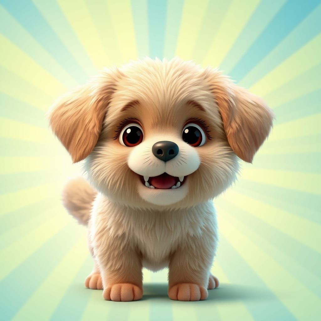 Adorable Dog in a Vibrant 3D Landscape