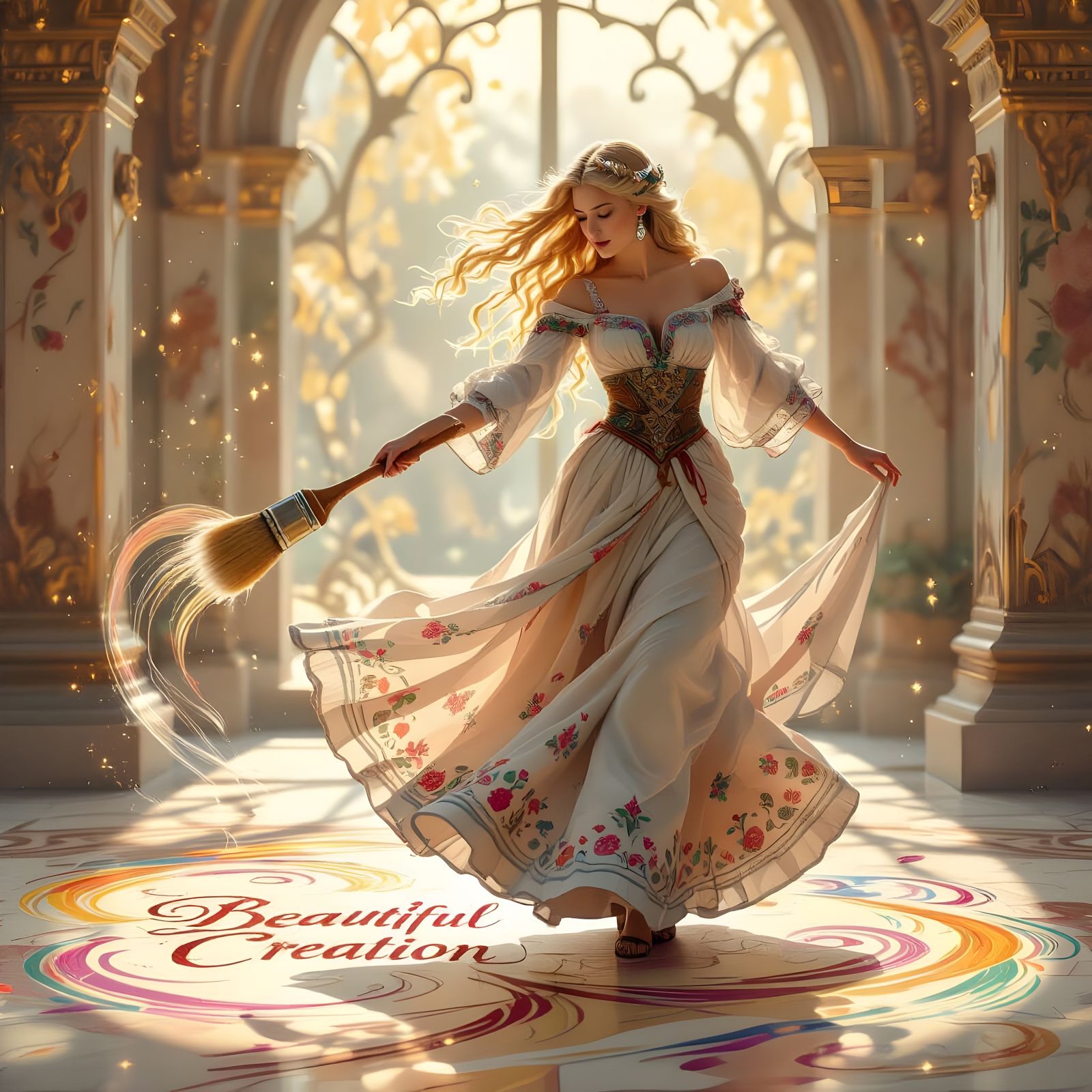 Norse Princess Paints Creation in Romantic Fantasy Style