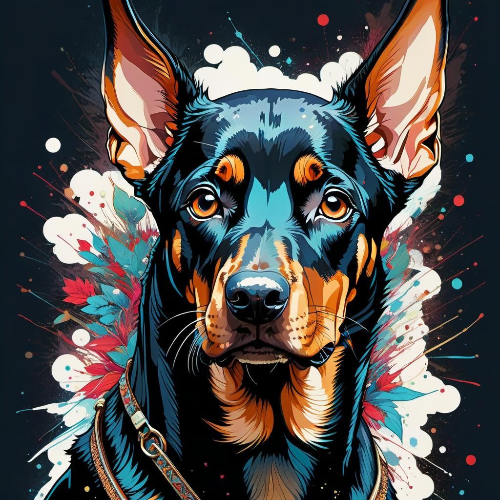 Adorable Doberman Puppy in Anime Style