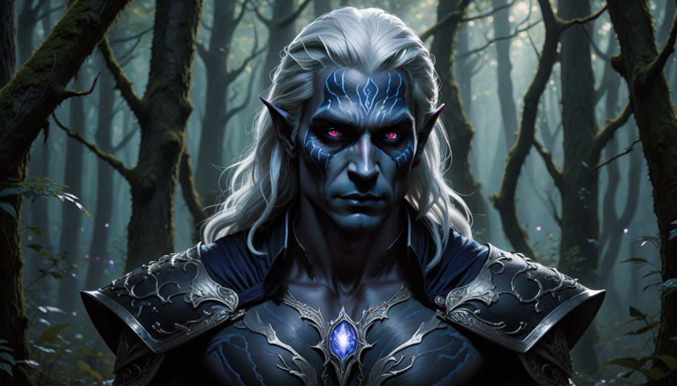 Surreal Dark Forest Scene in Hyperrealistic Style with Drow....