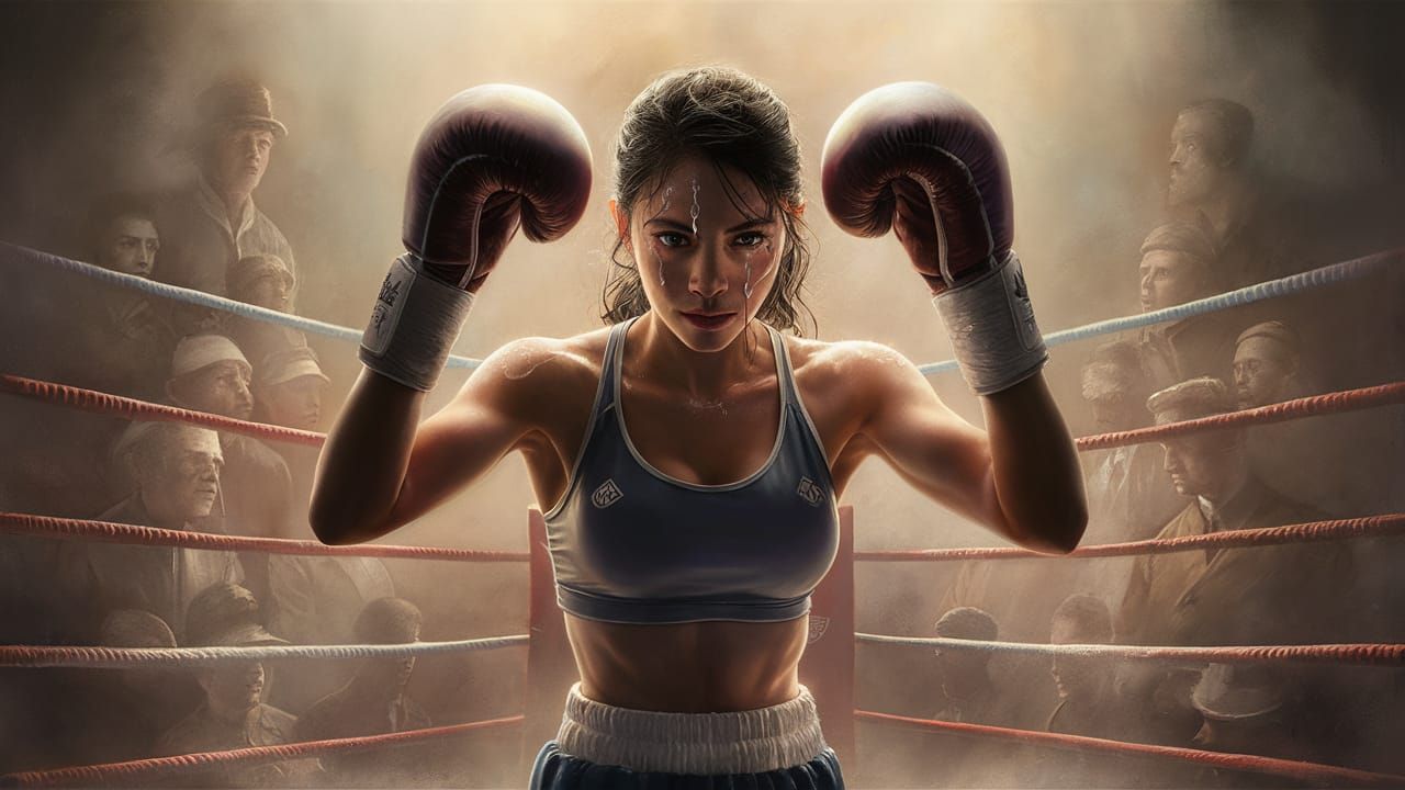 Ethereal Fantasy Painting: Female Boxer in Ring
