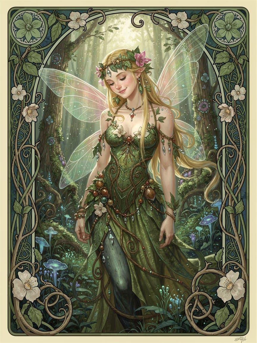Beautiful Fairy Portrait in Ethereal Forest