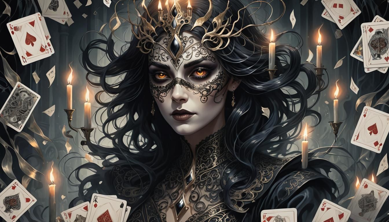 Ethereal Woman with Ghostly Tendrils in Gothic Art