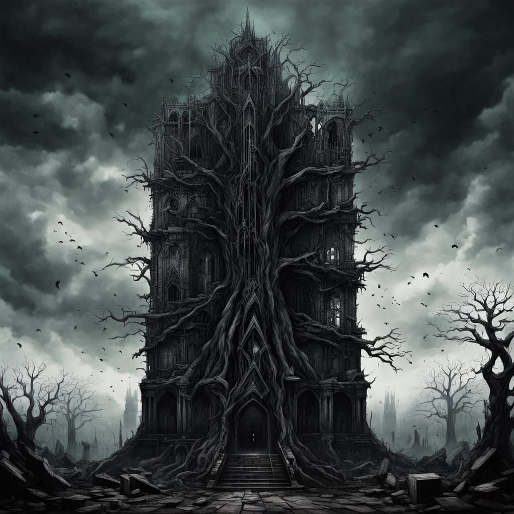 Dystopian Tree Building in Gothic Necropolis