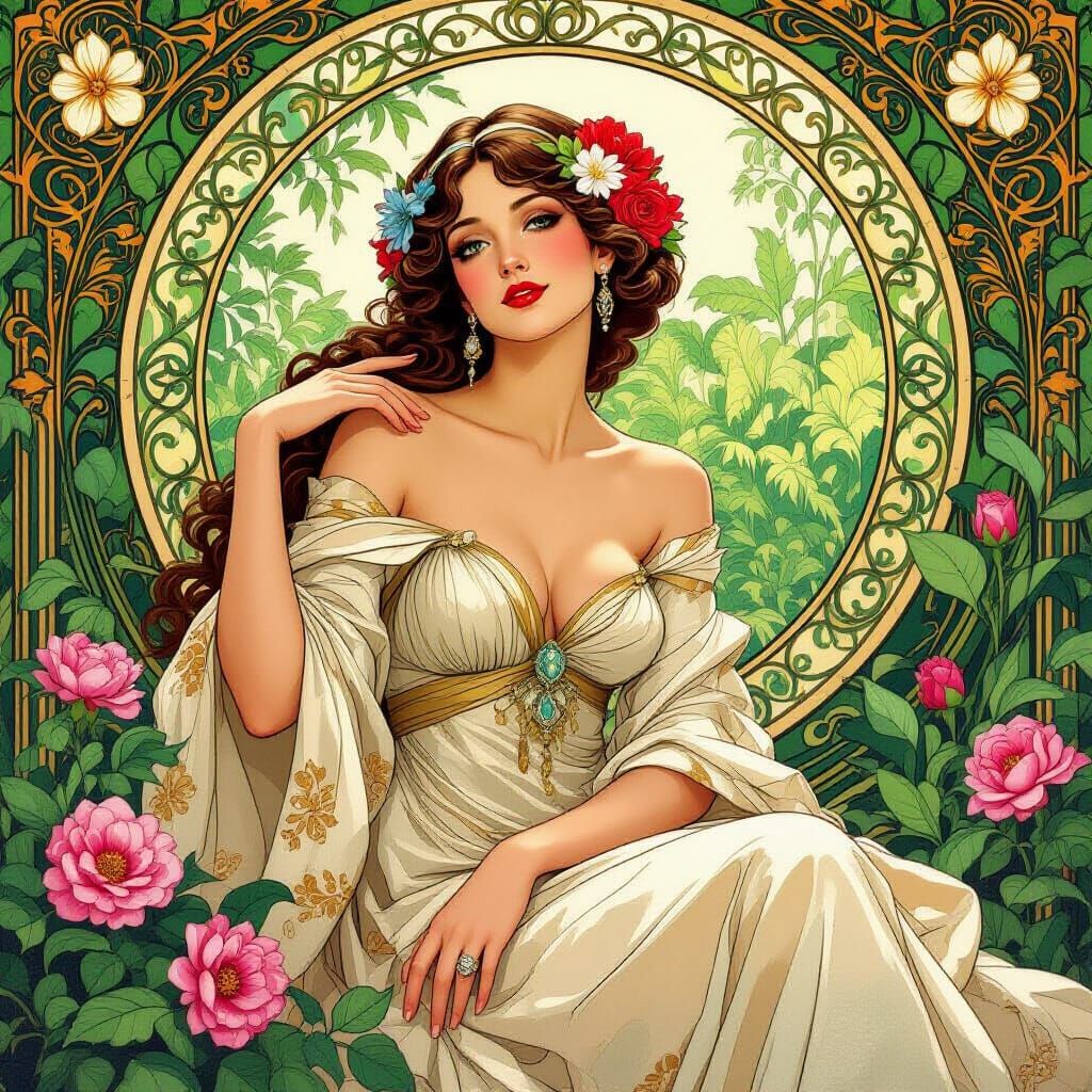 Prosperous Woman in Art Nouveau Style