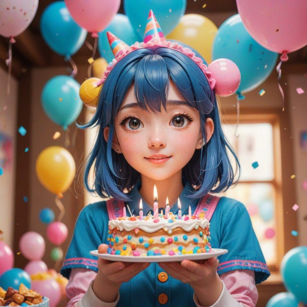 Anime Birthday Celebration in First-Person View