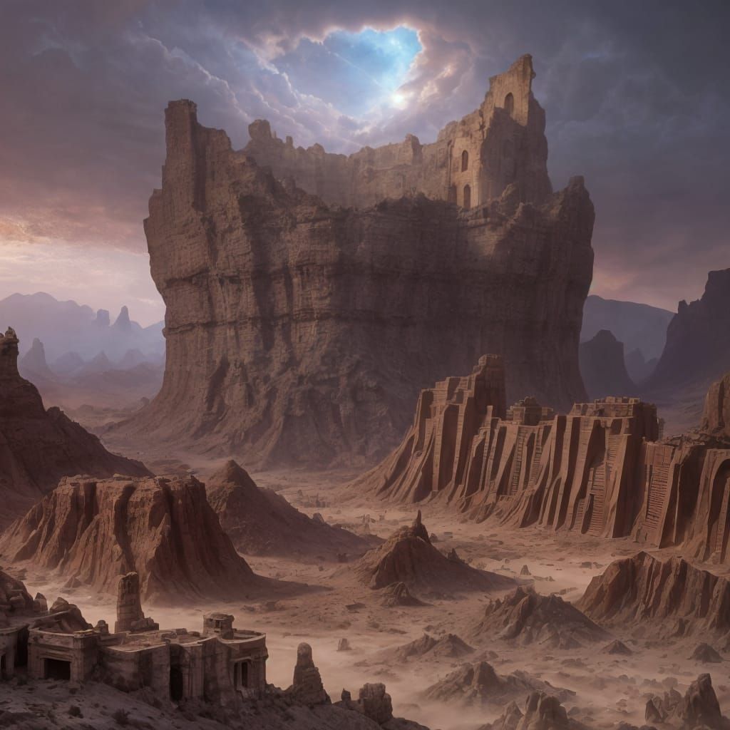 Desert Canyon Ruins: Epic Digital Matte Painting