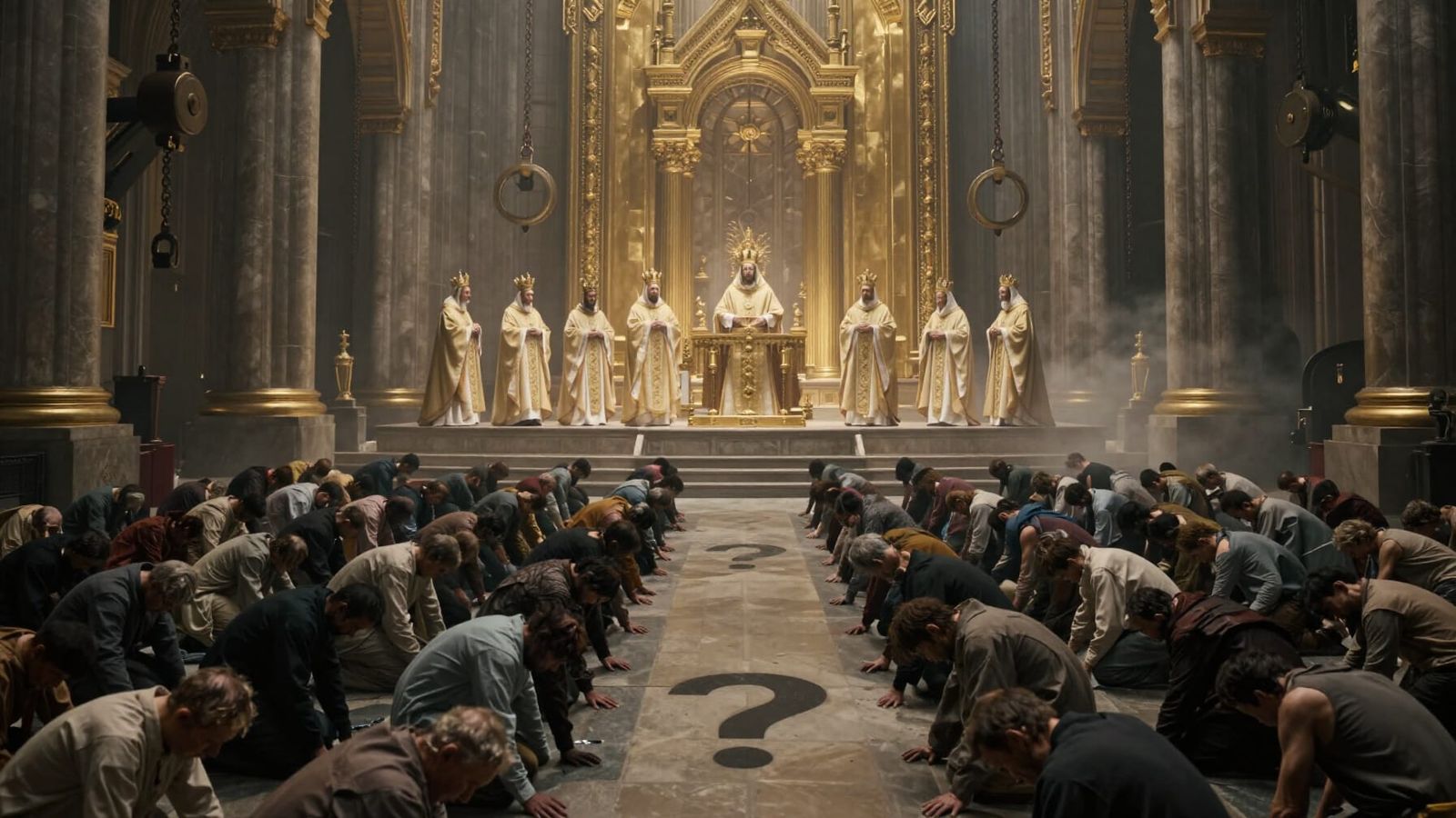 Dystopian Cathedral Palace Manufacturing Obedience