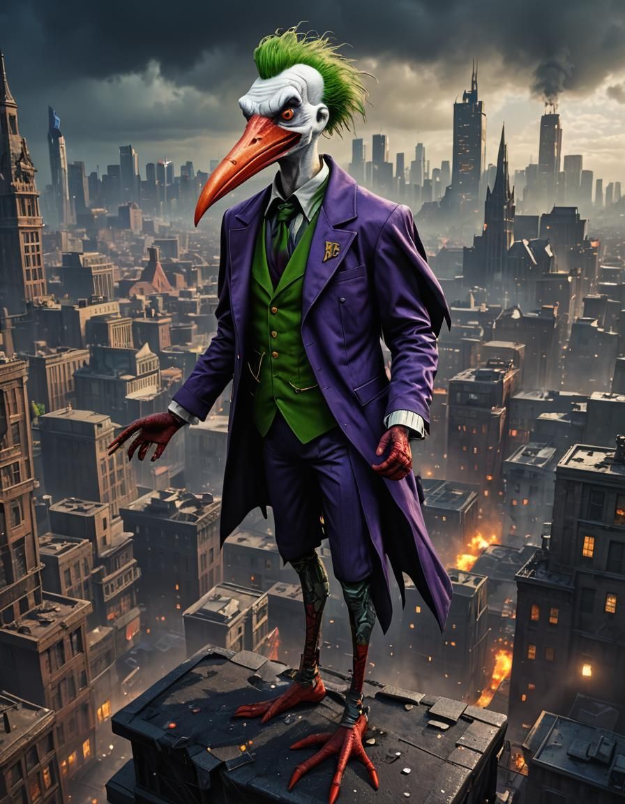 Stork Bird Cosplaying as The Joker
