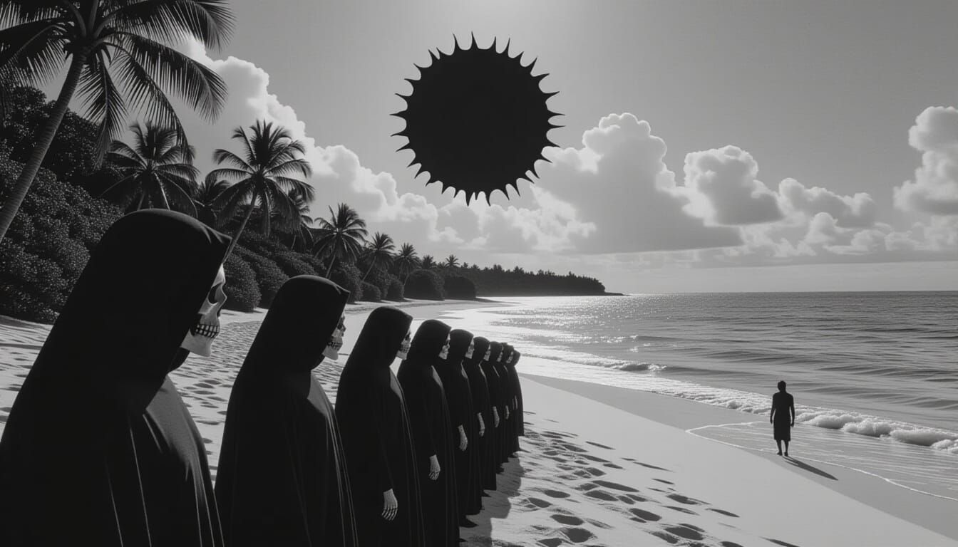 Tropical Island with Skulls and Dark Sun Anomaly