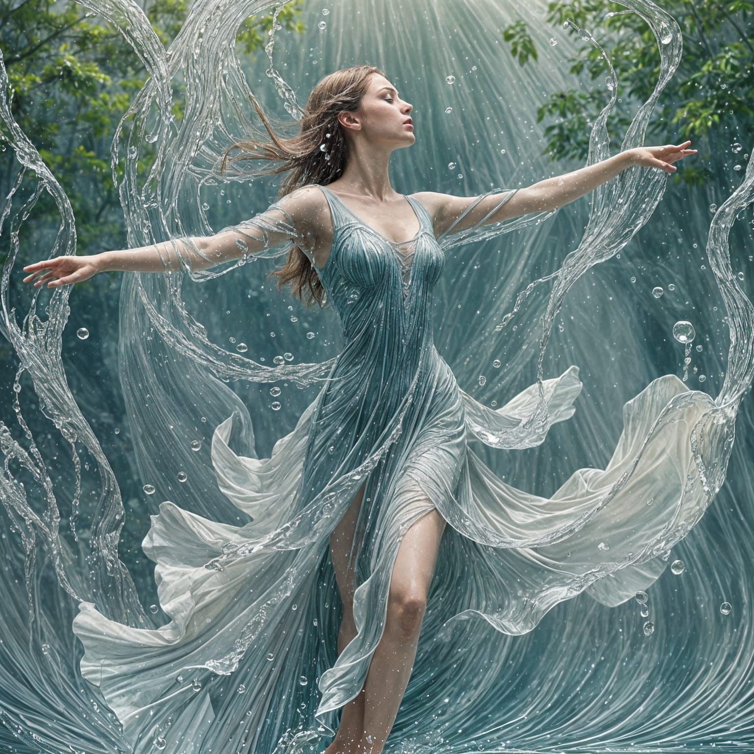 Water Ballet: A Feminine Figure Emerges from the Lake