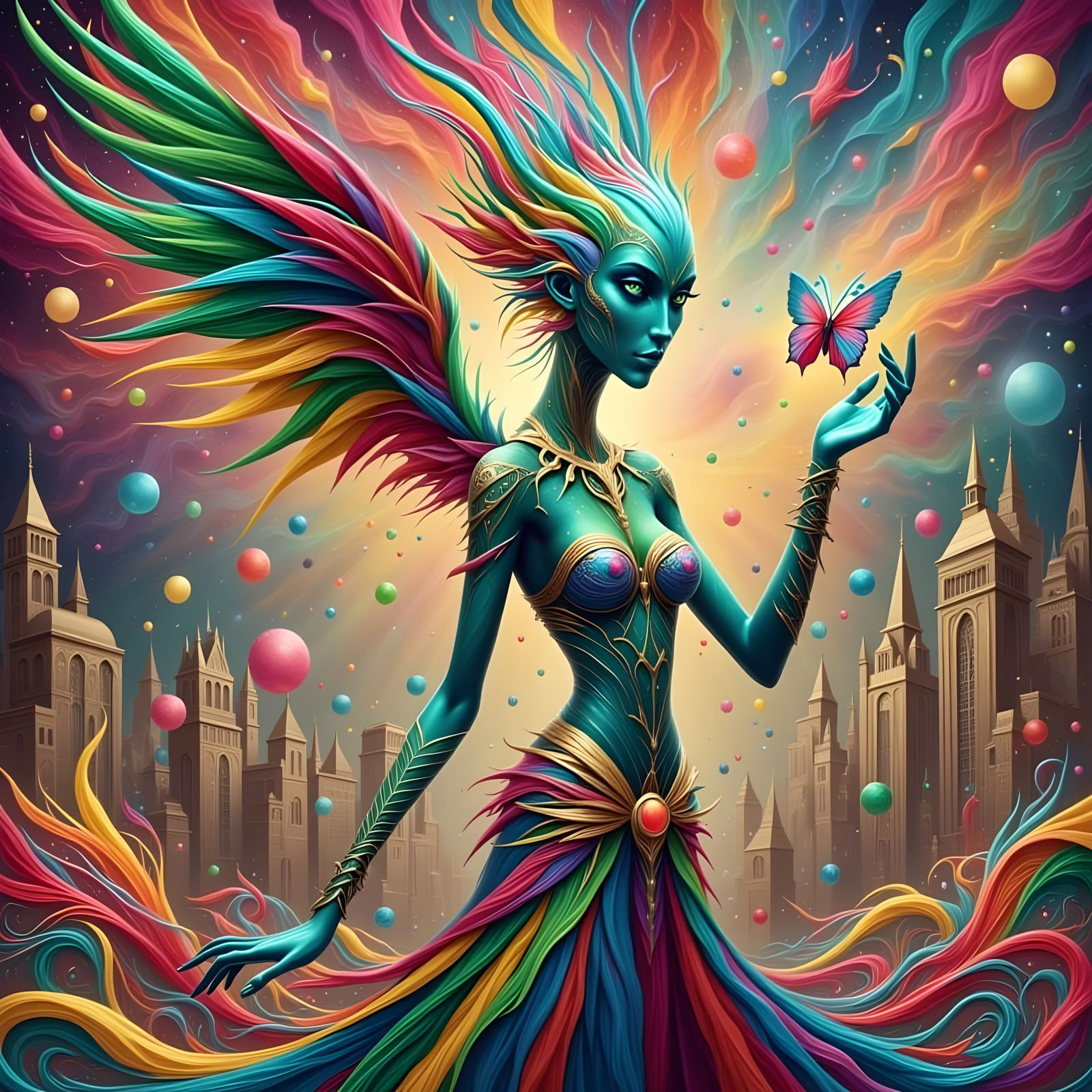 Psychedelic Alien of Love Casting a Spell