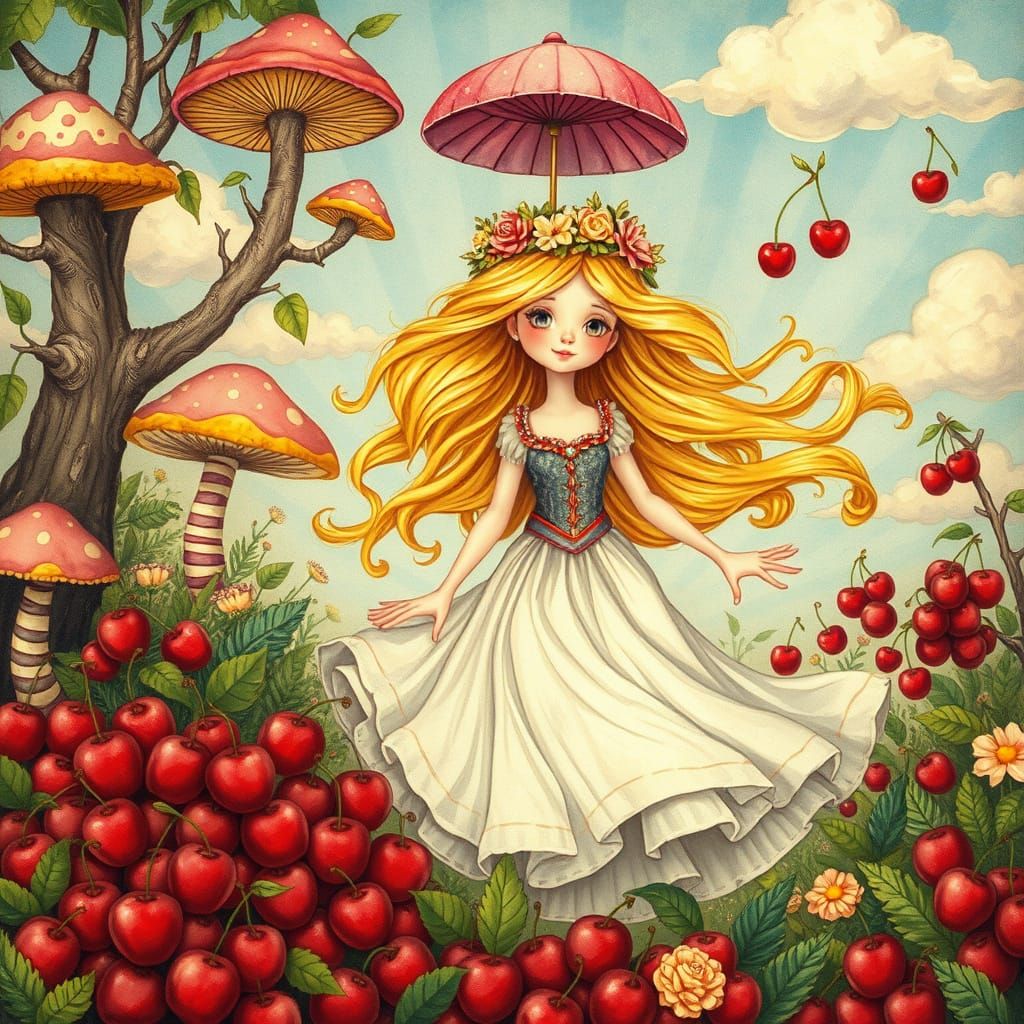 Spirited Princess in a Whimsical Wonderland of Fantastical F...
