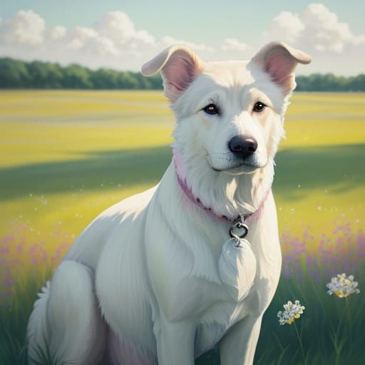 Watercolor Dalmatiner in Serene Meadow