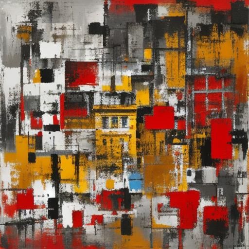 Dramatic Abstract Composition in Gorky Style