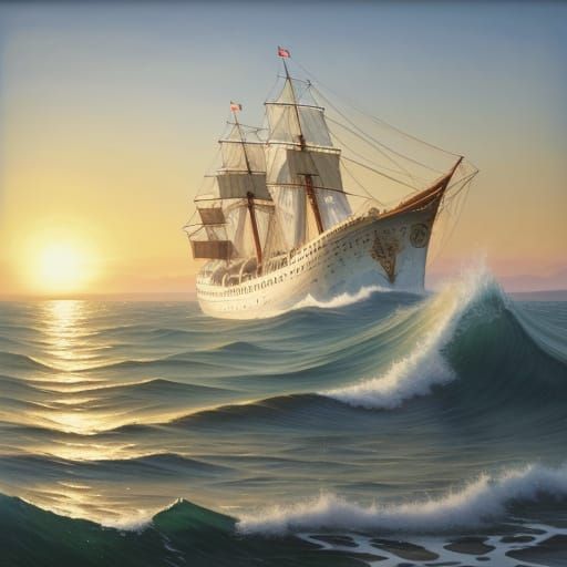 Iconic Sea in Byzantine Art Style