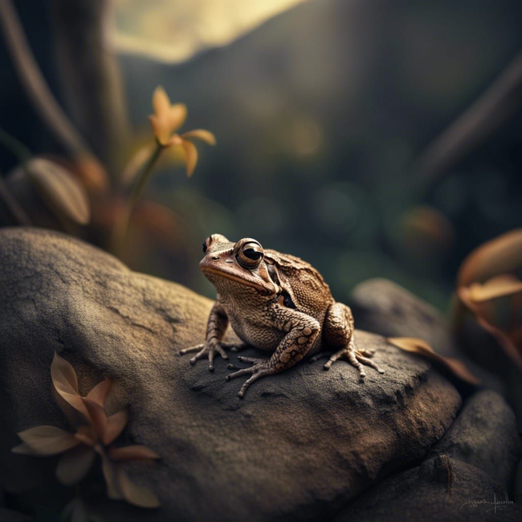 Hyperrealistic Toad Portrait in Natural Habitat