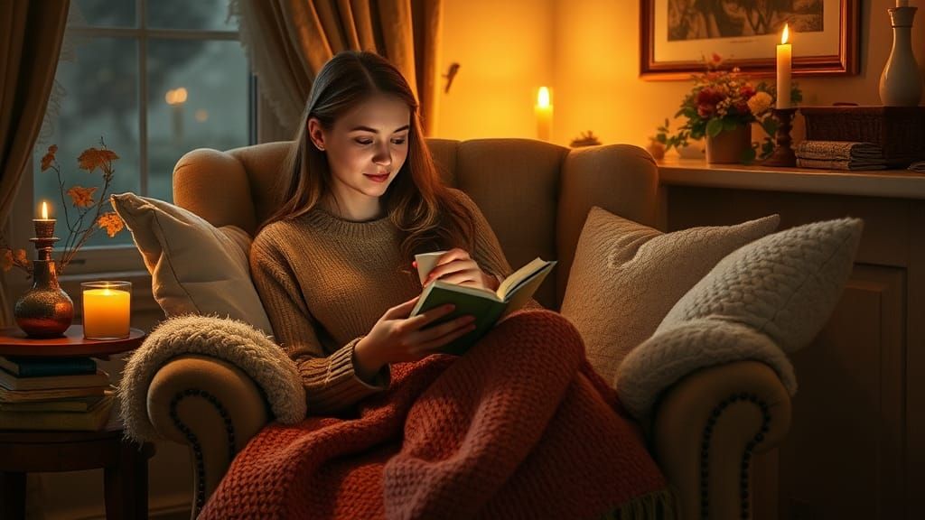 Cozy Reading Nook in Impressionistic Style