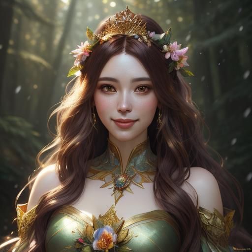 Enchanting Winter Fairy Portrait in Art Nouveau Style