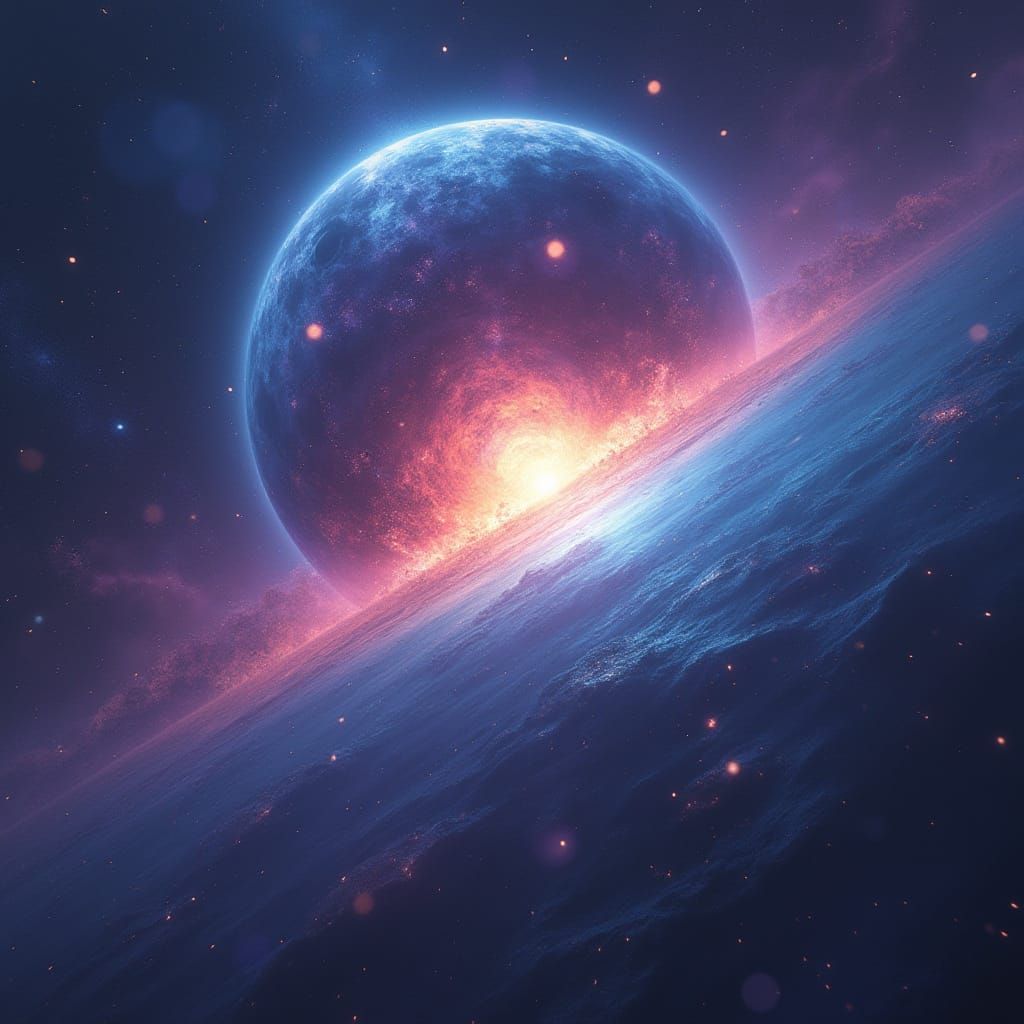 Neutron Star Collision with Blue Giant in Sci-Fi Art