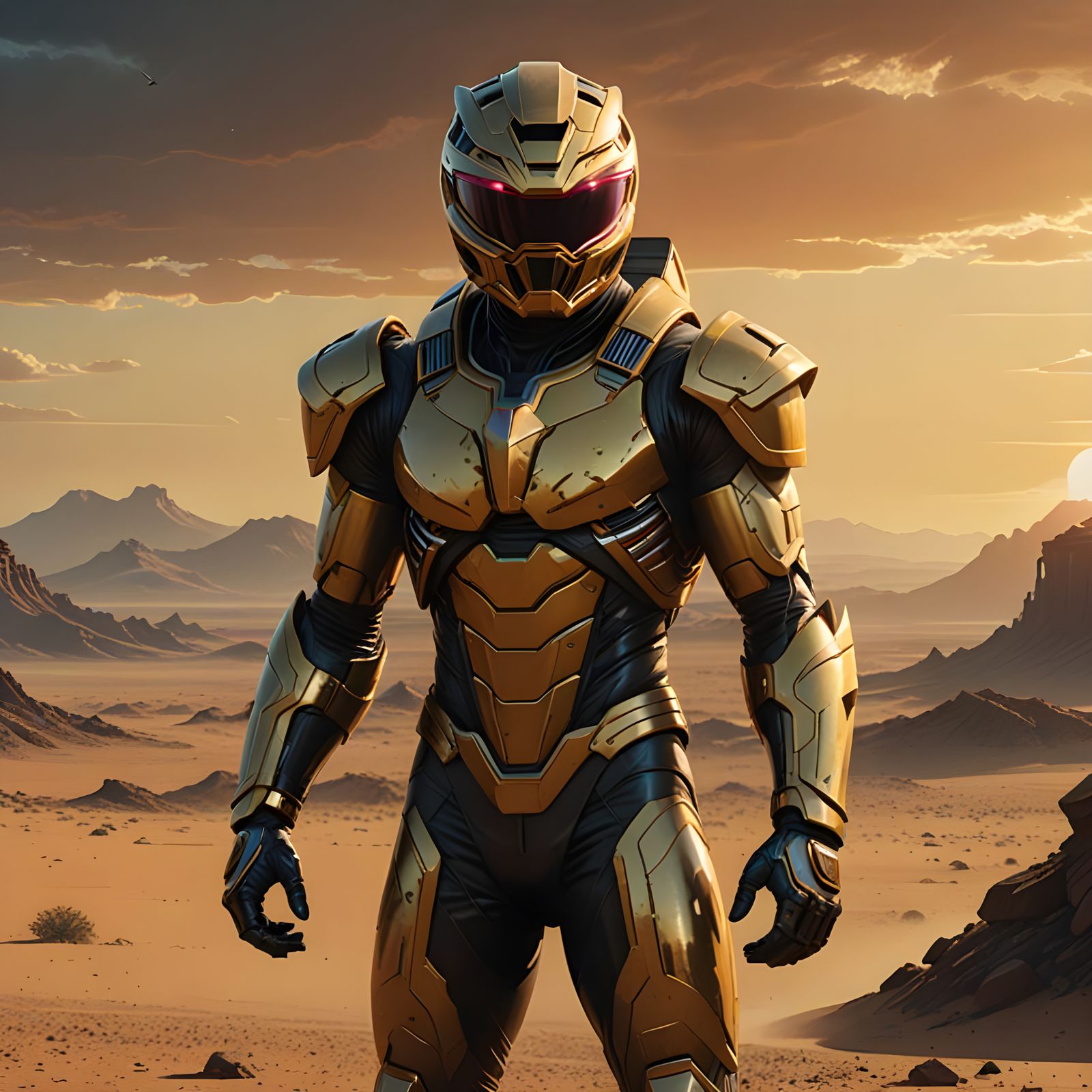 Epic Power Ranger Lion King Desert Hero in High-Tech Suit