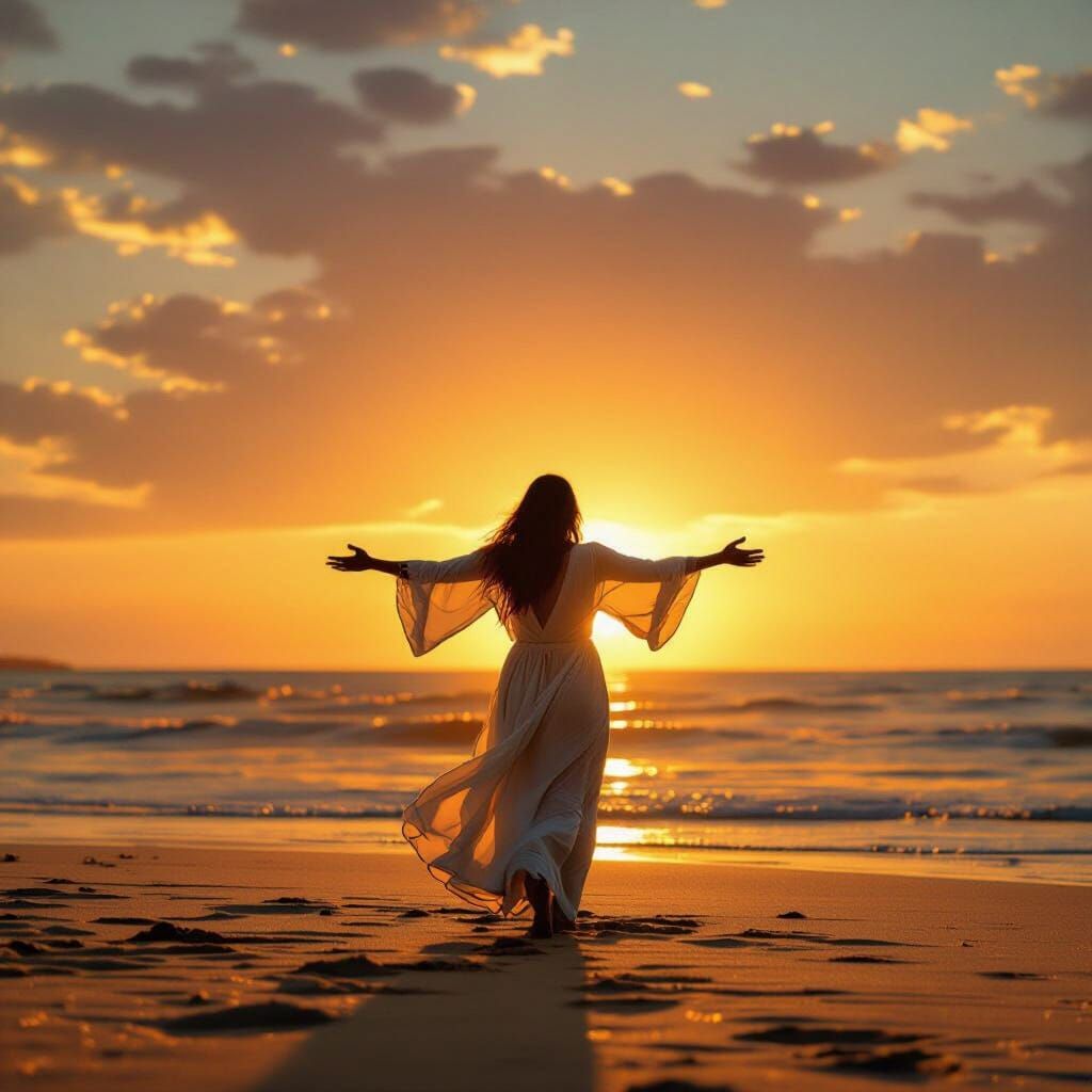 Silhouette Embraces Sunset in Cinematic Realism