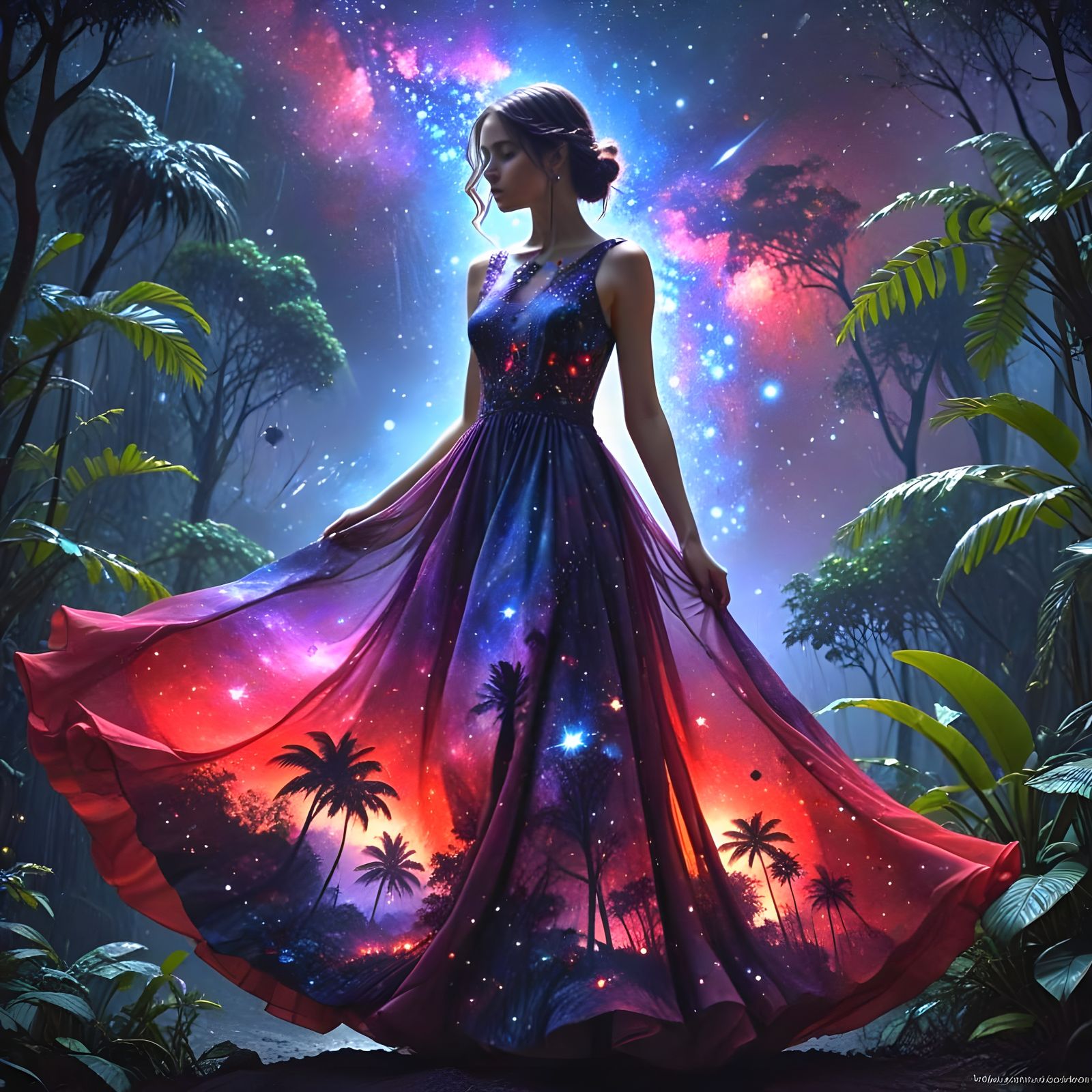 Cosmic Goddess in Vibrant Impasto Colors