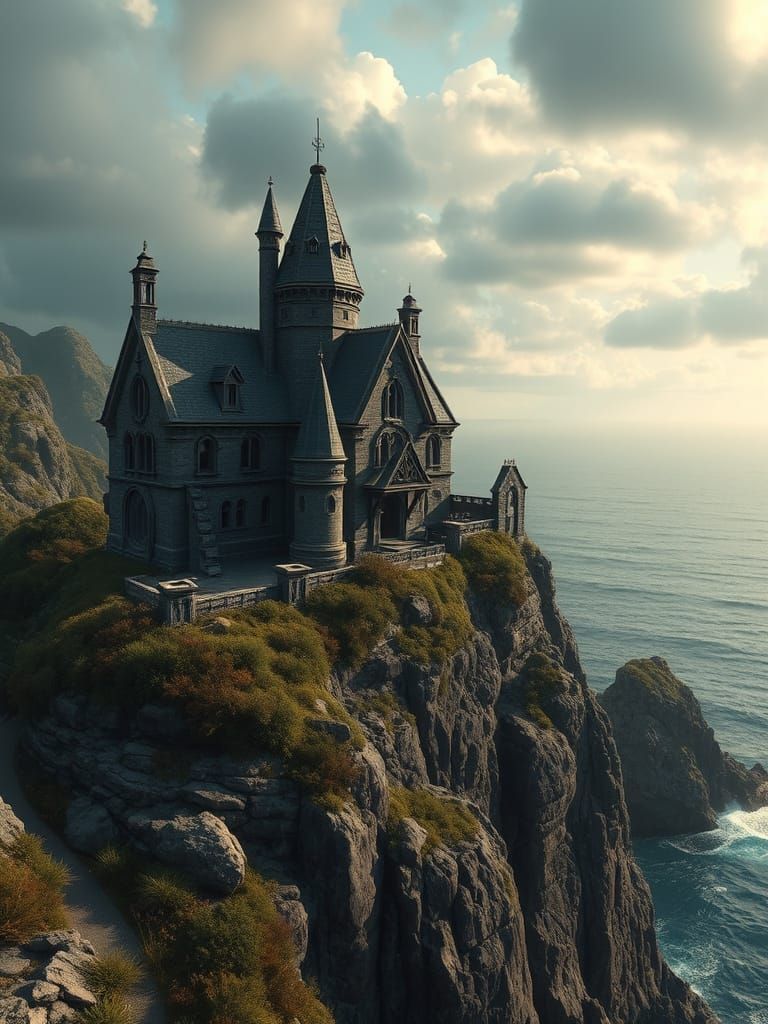 Epic Gothic Cliffside Mansion Overlooks the Ocean