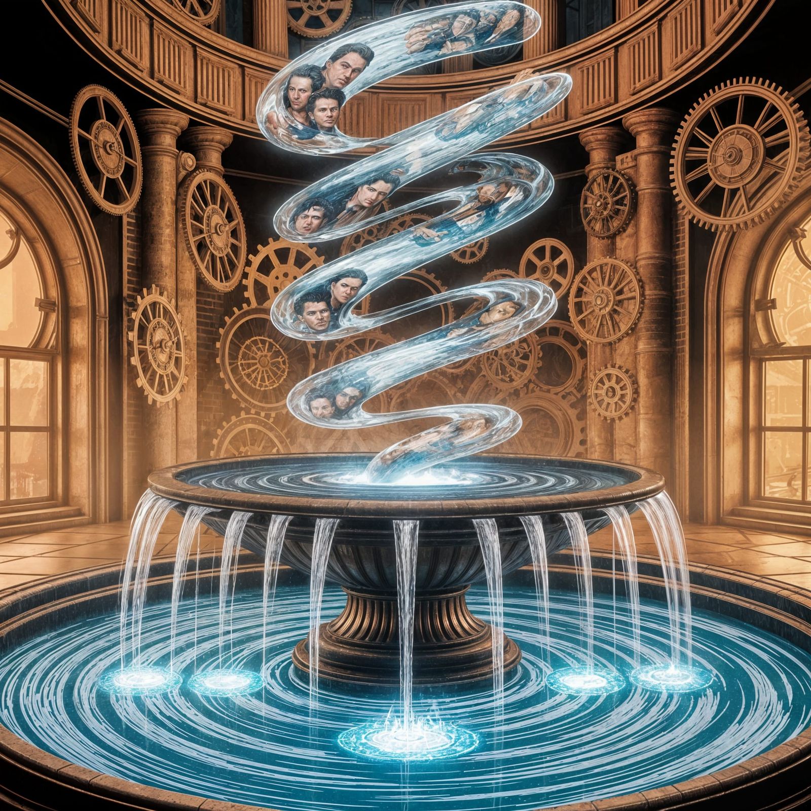 Clockwork Fountain: Presidents in Steampunk Vortex