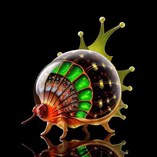 Bioluminescent Fractal Plants in Glass Snail Shell