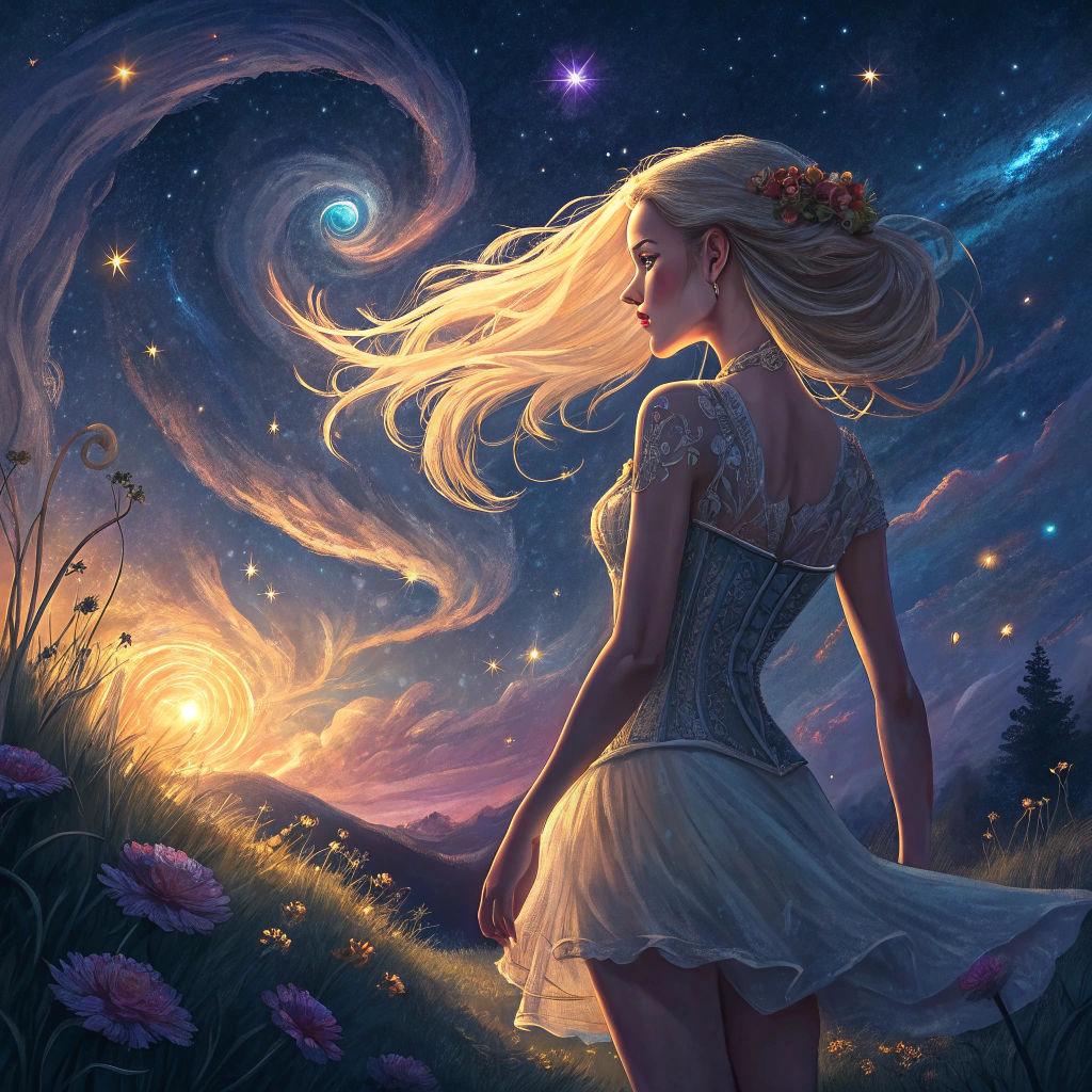 Ethereal Fairy in a Summer Night Sky